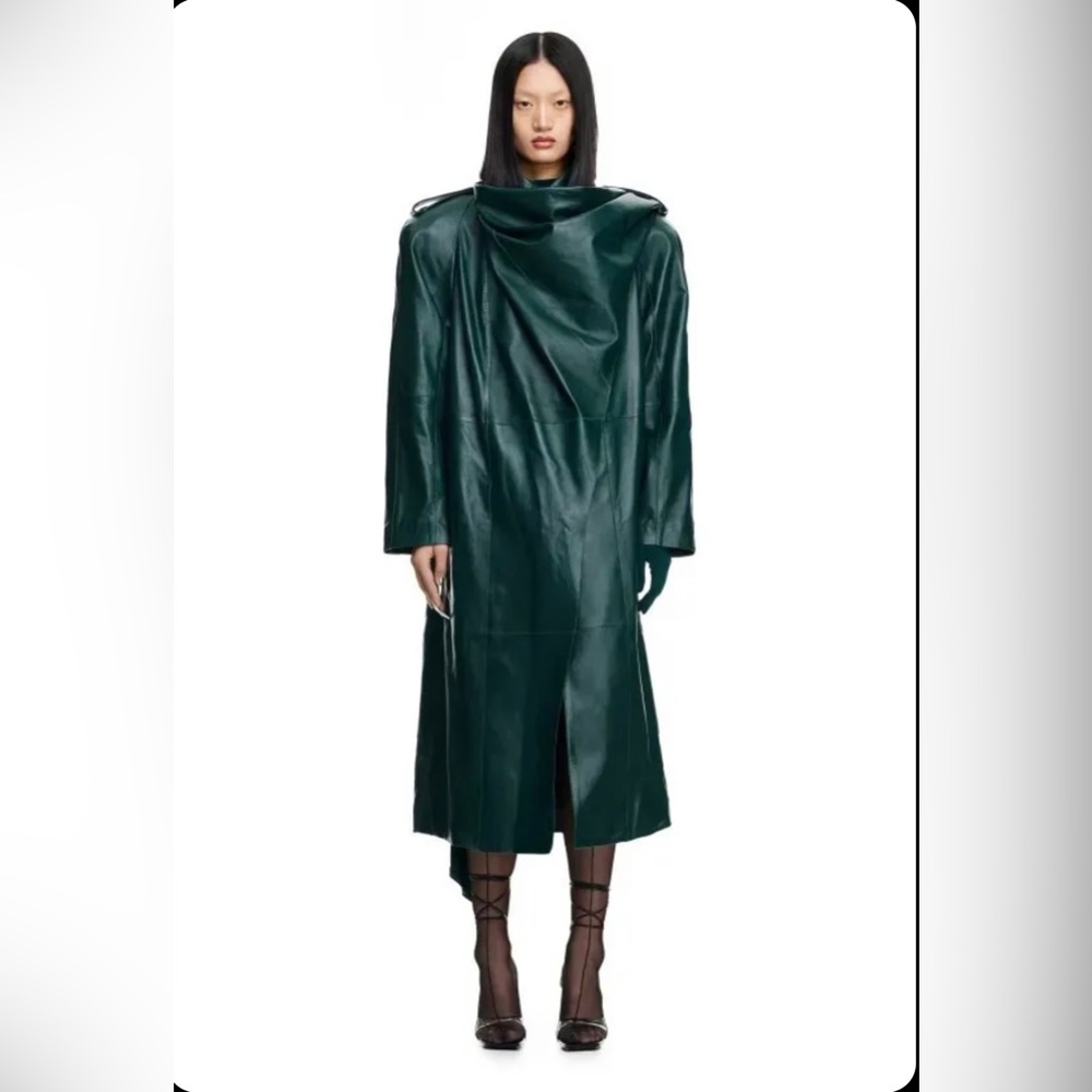 Mugler x H&M leather scarf detail trench coat
